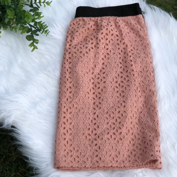 LOFT Dresses & Skirts - NWOT Loft blush pink lined eyelet skirt